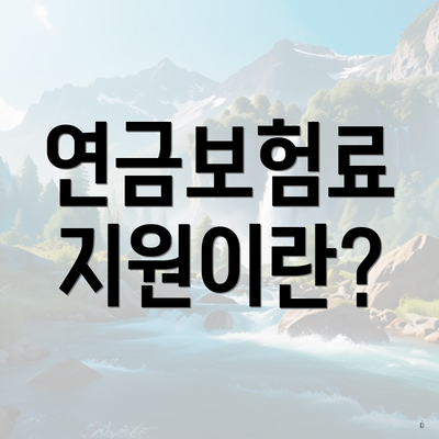 연금보험료 지원이란?