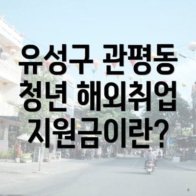 유성구 관평동 청년 해외취업 지원금이란?