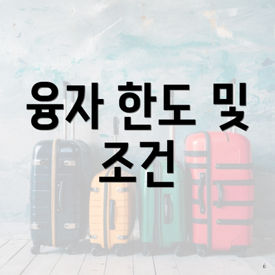 융자 한도 및 조건