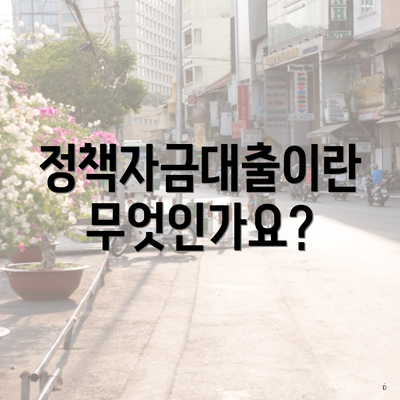 정책자금대출이란 무엇인가요?