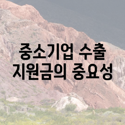 중소기업 수출 지원금의 중요성