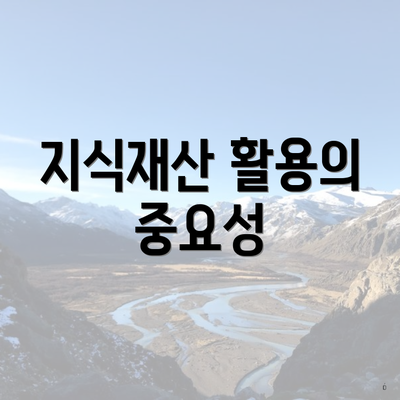 지식재산 활용의 중요성