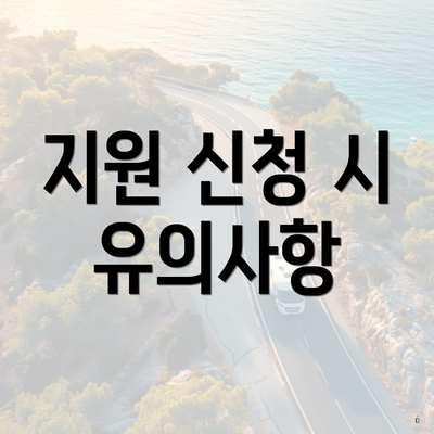 지원 신청 시 유의사항