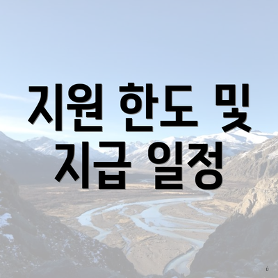 지원 한도 및 지급 일정