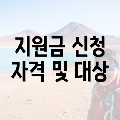 지원금 신청 자격 및 대상