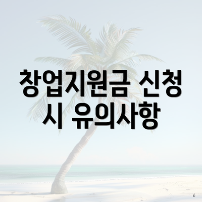창업지원금 신청 시 유의사항