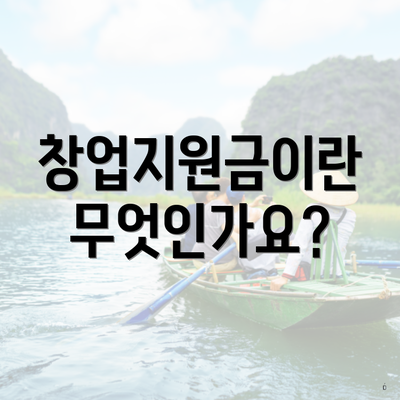 창업지원금이란 무엇인가요?