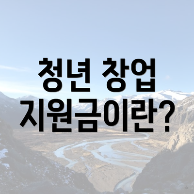 청년 창업 지원금이란?