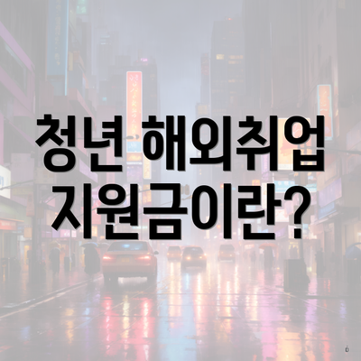 청년 해외취업 지원금이란?
