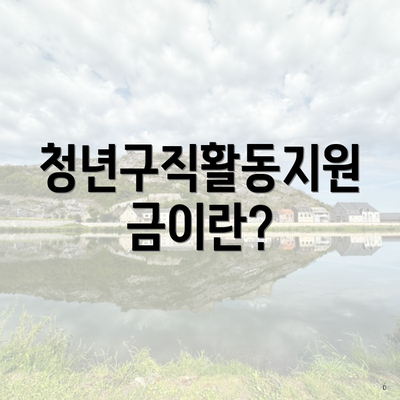 청년구직활동지원금이란?