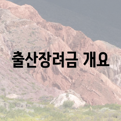 출산장려금 개요