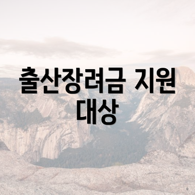 출산장려금 지원 대상