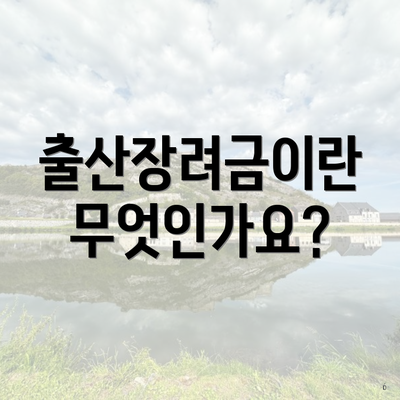 출산장려금이란 무엇인가요?