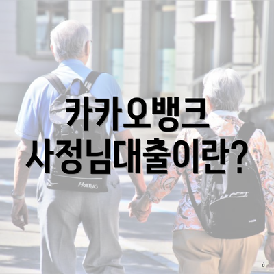 카카오뱅크 사정님대출이란?