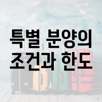 특별 분양의 조건과 한도