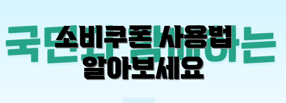 소비쿠폰 사용법 알아보세요