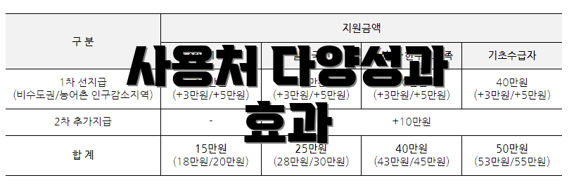 사용처 다양성과 효과