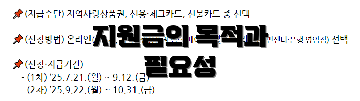 지원금의 목적과 필요성